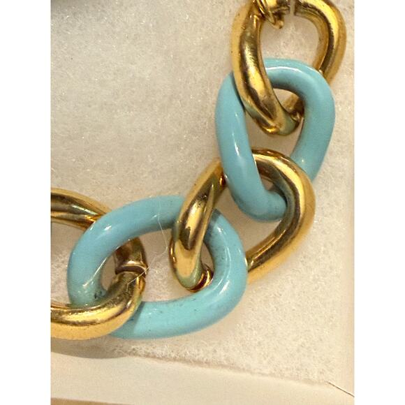 Kate Spade Gold, Turqouise, and Pavé Chunky Chain Bracelet - Picture 4 of 7